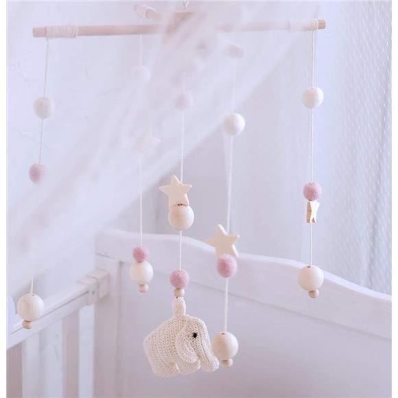 Neutral Baby Mobile/Cot Mobile/Nursery Mobile/Crib Mobile/Pom Pom Mobile/ - Picture 3 of 6